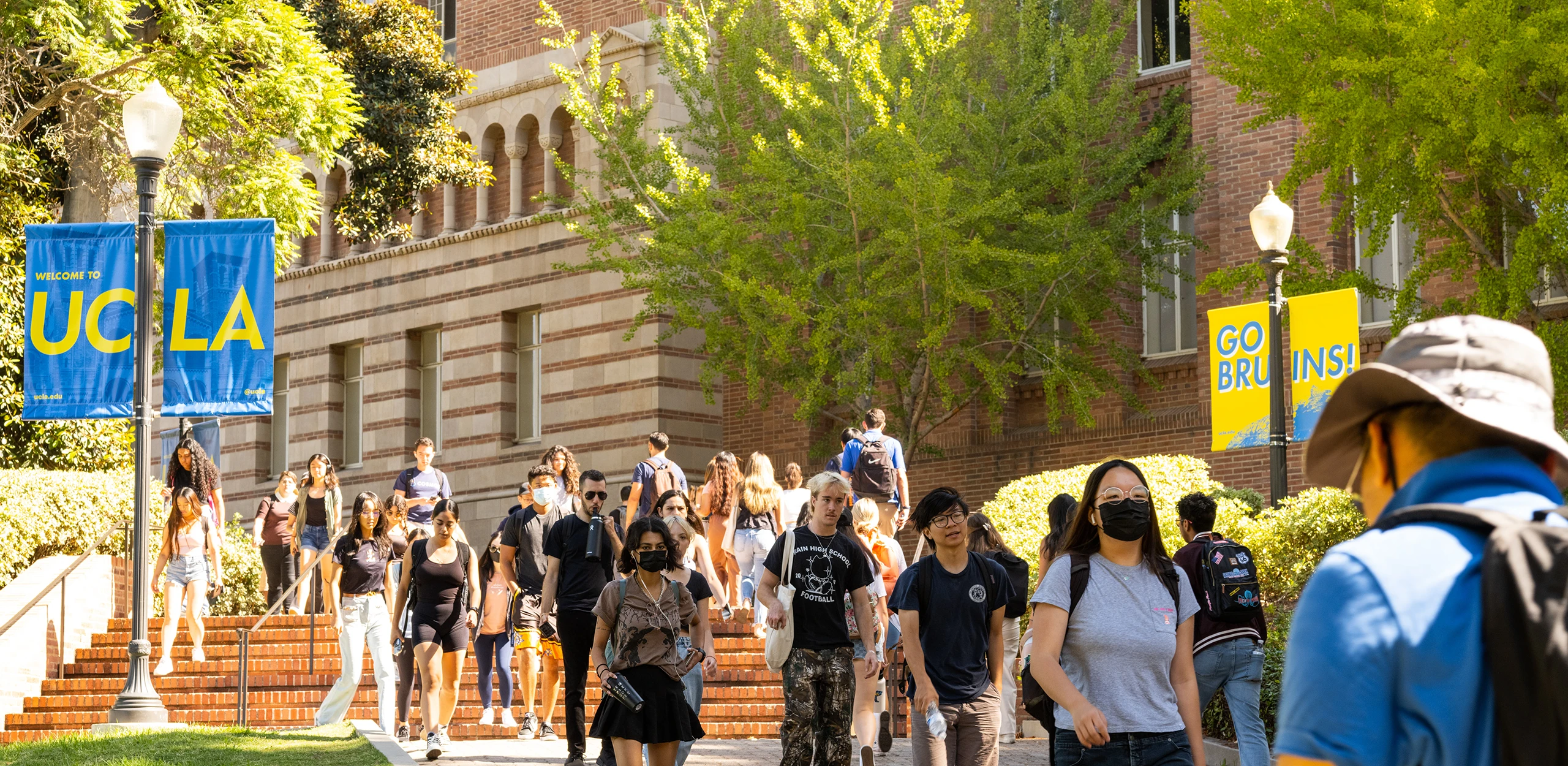 UCLA campus with students walking