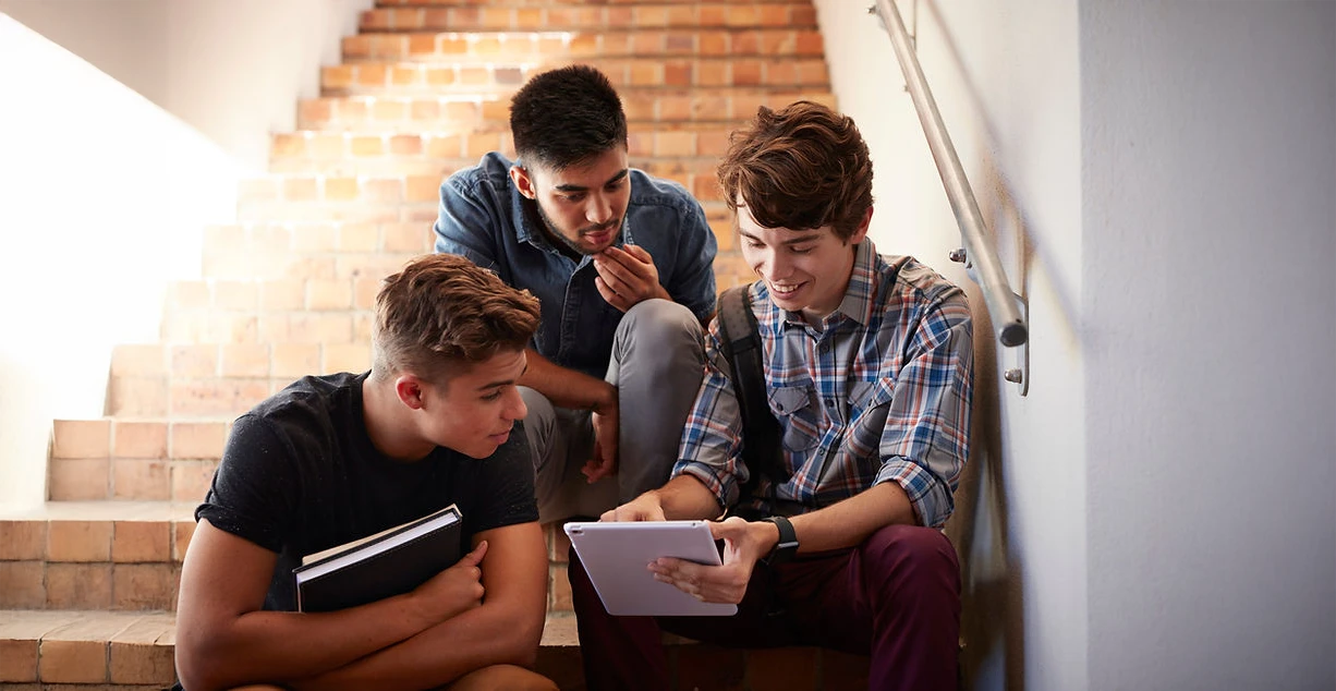 Students sitting on stairs